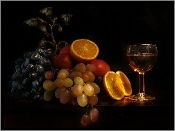 Wina, Pomarańcze, Winogrona, Lampka
